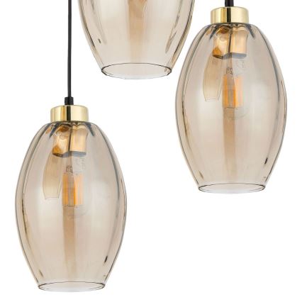 Lampa wisząca na przewodzie SEBO 3xE27/15W/230V czarny/przydymiony beżowy
