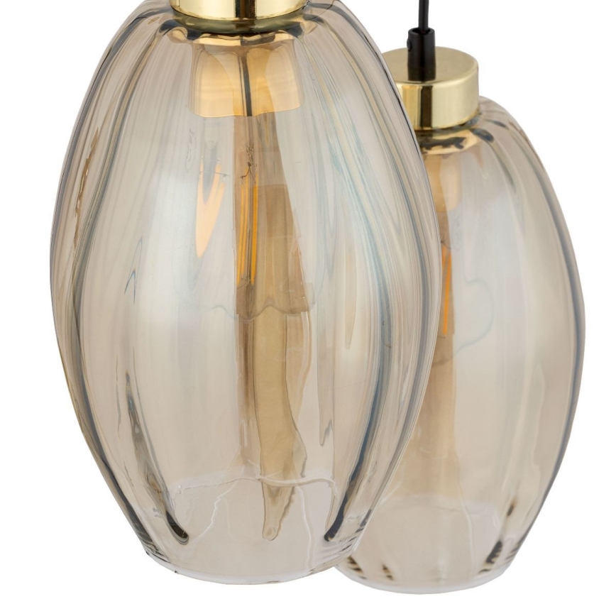 Lampa wisząca na przewodzie SEBO 3xE27/15W/230V czarny/przydymiony beżowy