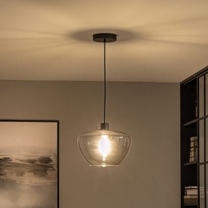 Lampa wisząca na przewodzie SEVENTIES E27/40W/230V dymiona/szara