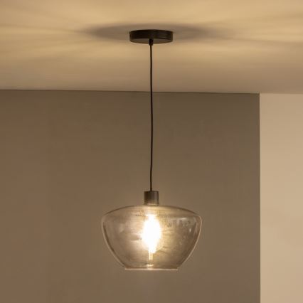 Lampa wisząca na przewodzie SEVENTIES E27/40W/230V dymiona/szara
