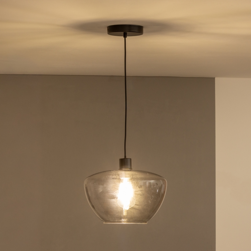 Lampa wisząca na przewodzie SEVENTIES E27/40W/230V dymiona/szara