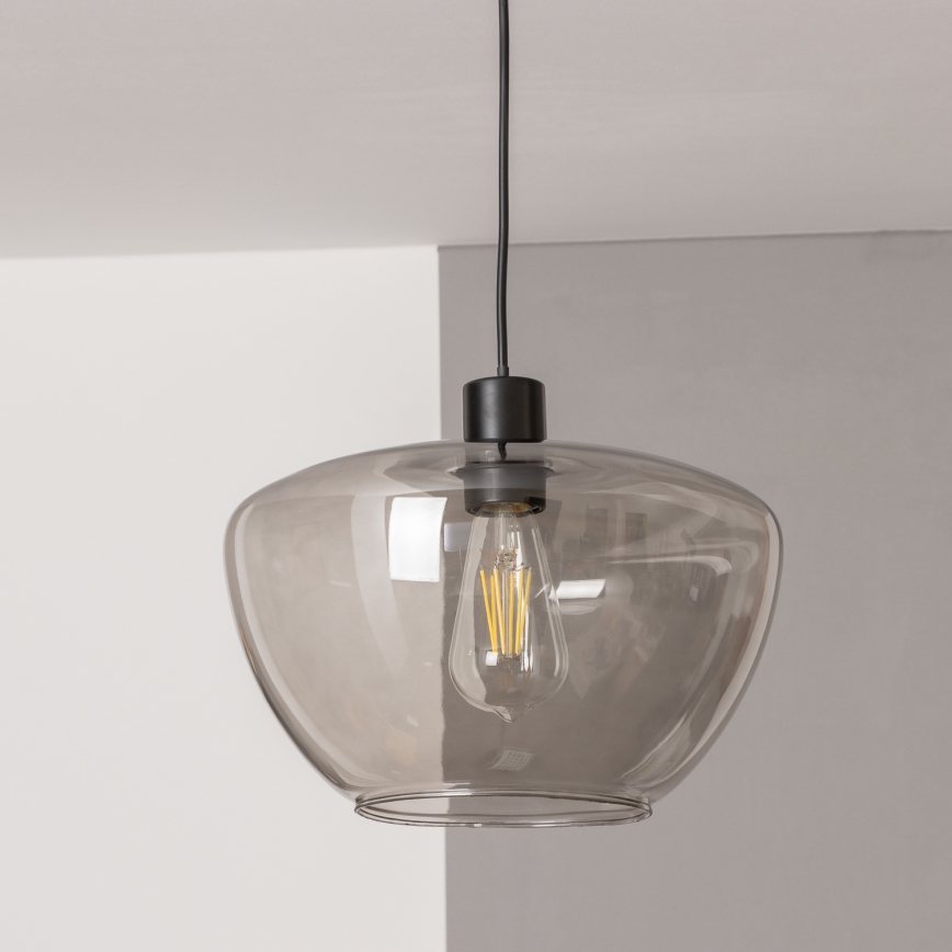 Lampa wisząca na przewodzie SEVENTIES E27/40W/230V dymiona/szara