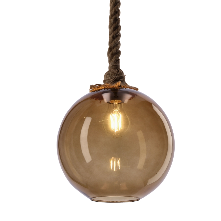 Lampa wisząca na przewodzie SHEDON 1xE27/40W/230V dymowo-beżowa