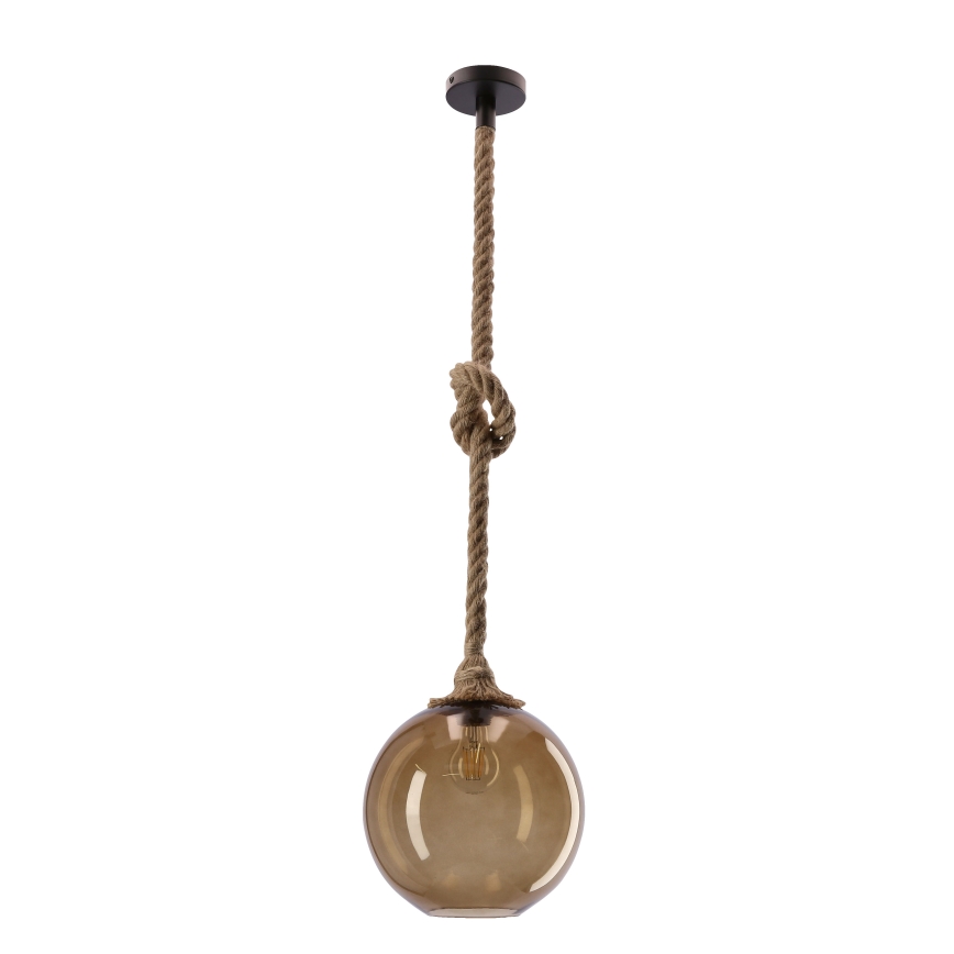 Lampa wisząca na przewodzie SHEDON 1xE27/40W/230V dymowo-beżowa