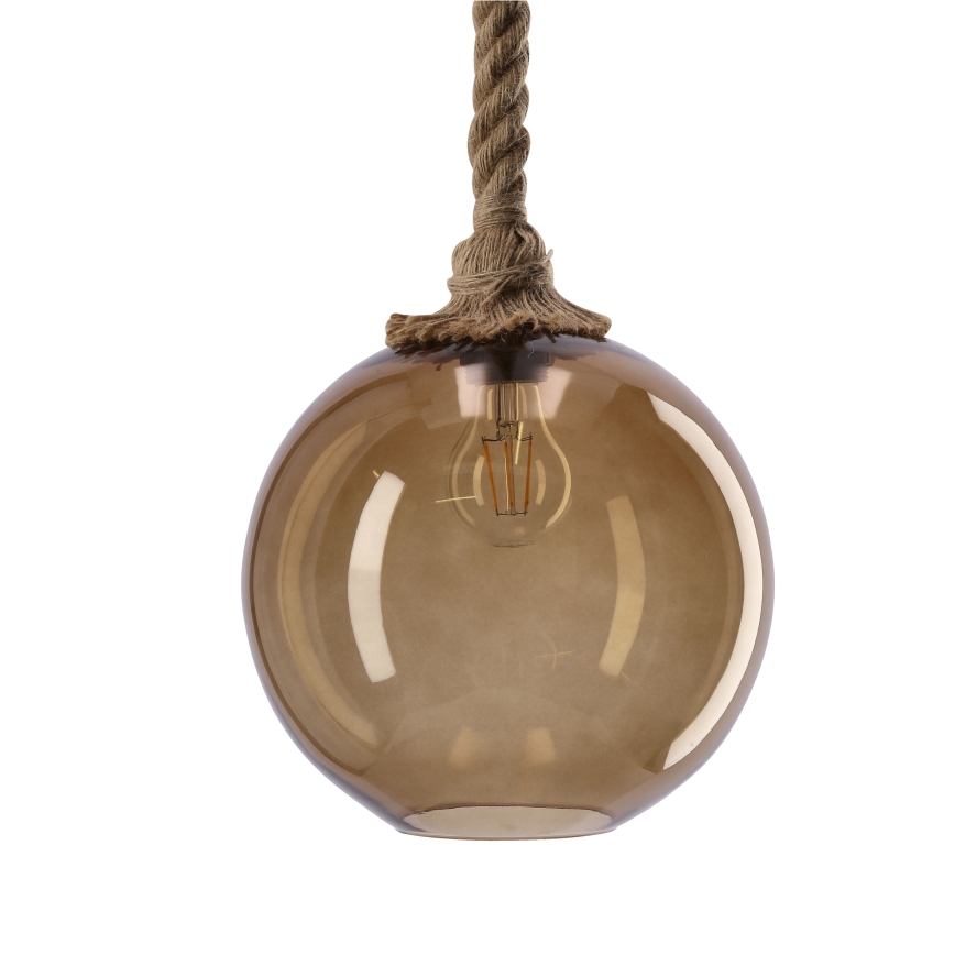 Lampa wisząca na przewodzie SHEDON 1xE27/40W/230V dymowo-beżowa