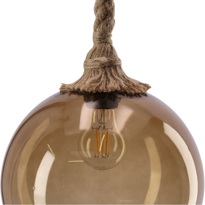 Lampa wisząca na przewodzie SHEDON 1xE27/40W/230V dymowo-beżowa