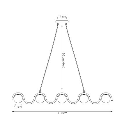 Lampa wisząca na przewodzie SINUS 5xG9/8W/230V biała