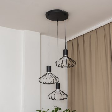 Lampa wisząca na przewodzie SOLANO 3xE27/15W/230V czarna/błyszczący chrom