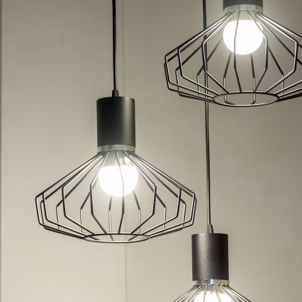 Lampa wisząca na przewodzie SOLANO 3xE27/15W/230V czarna/błyszczący chrom