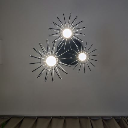 Lampa wisząca na przewodzie SOLANO 3xE27/15W/230V czarna/błyszczący chrom