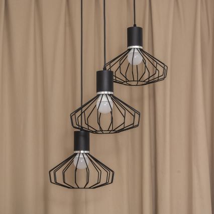 Lampa wisząca na przewodzie SOLANO 3xE27/15W/230V czarna/błyszczący chrom