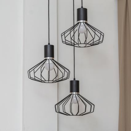 Lampa wisząca na przewodzie SOLANO 3xE27/15W/230V czarna/błyszczący chrom