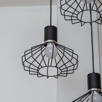 Lampa wisząca na przewodzie SOLANO 3xE27/15W/230V czarna/błyszczący chrom