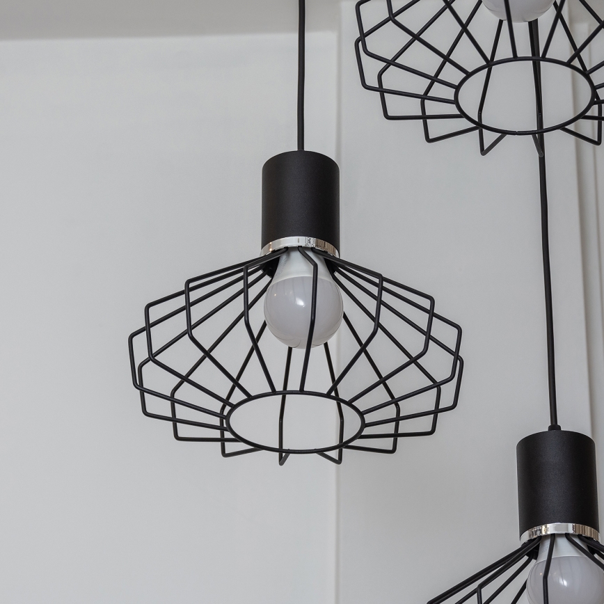 Lampa wisząca na przewodzie SOLANO 3xE27/15W/230V czarna/błyszczący chrom