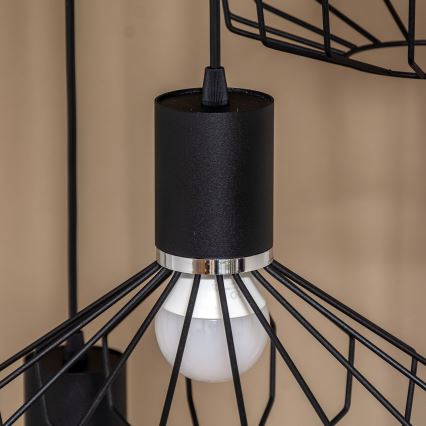Lampa wisząca na przewodzie SOLANO 3xE27/15W/230V czarna/błyszczący chrom