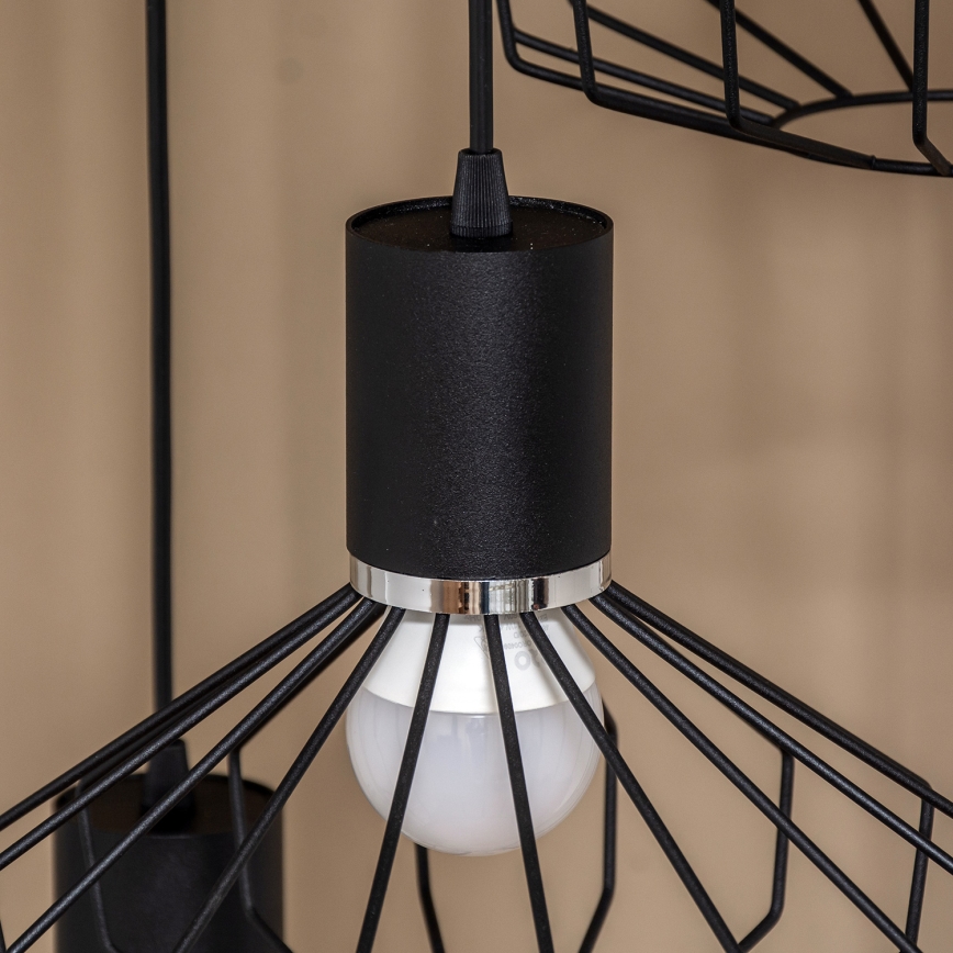 Lampa wisząca na przewodzie SOLANO 3xE27/15W/230V czarna/błyszczący chrom