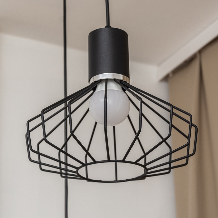 Lampa wisząca na przewodzie SOLANO 3xE27/15W/230V czarna/błyszczący chrom