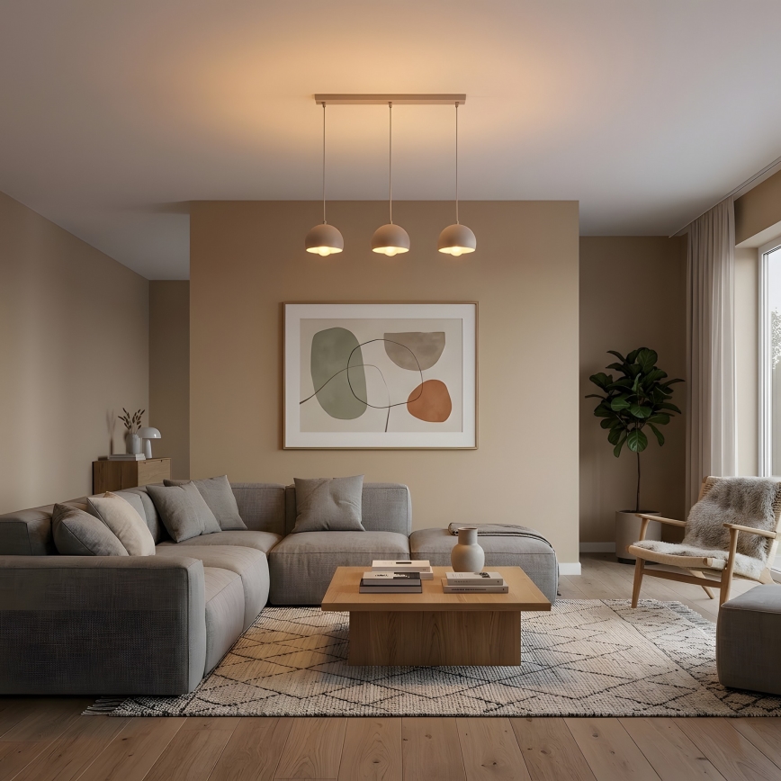 Lampa wisząca na przewodzie SOOL 3xE27/15W/230V kremowa