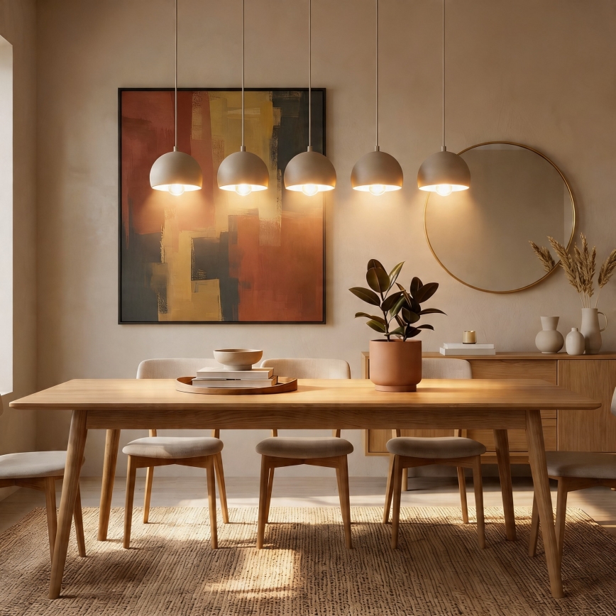 Lampa wisząca na przewodzie SOOL 5xE27/15W/230V beżowa