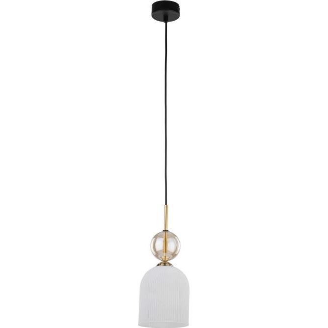Lampa wisząca na przewodzie SOPHIA 1xE14/10W/230V czarny/dymny beż/biały