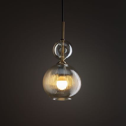 Lampa wisząca na przewodzie SOPHIA 1xE14/10W/230V czarny/przydymiony beż