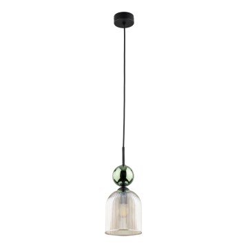 Lampa wisząca na przewodzie SOPHIA 1xE14/10W/230V czarny/zielony/dymny beż