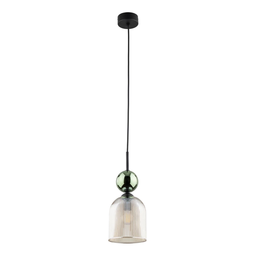 Lampa wisząca na przewodzie SOPHIA 1xE14/10W/230V czarny/zielony/dymny beż