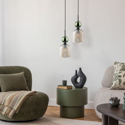 Lampa wisząca na przewodzie SOPHIA 1xE14/10W/230V czarny/zielony/dymny beż