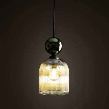 Lampa wisząca na przewodzie SOPHIA 1xE14/10W/230V czarny/zielony/dymny beż