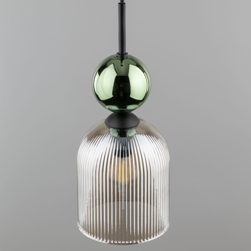 Lampa wisząca na przewodzie SOPHIA 1xE14/10W/230V czarny/zielony/dymny beż