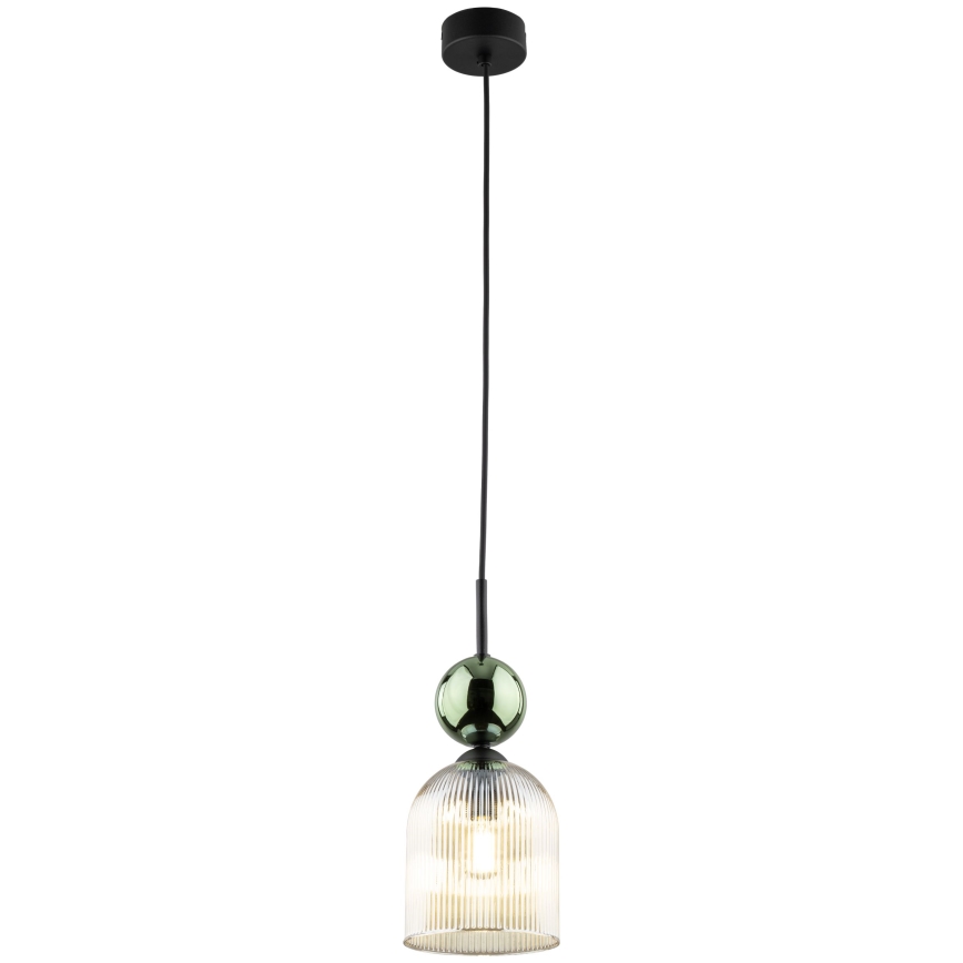Lampa wisząca na przewodzie SOPHIA 1xE14/10W/230V czarny/zielony/dymny beż