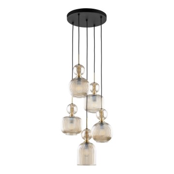 Lampa wisząca na przewodzie SOPHIA 5xE14/10W/230V czarny/dymny beż