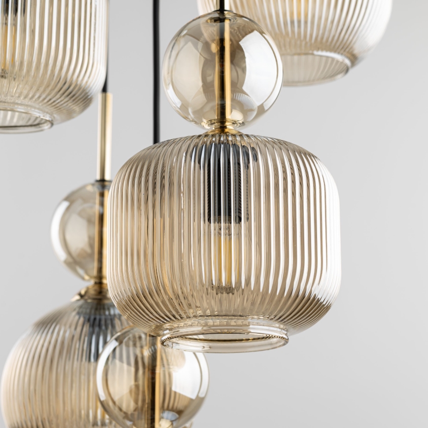Lampa wisząca na przewodzie SOPHIA 5xE14/10W/230V czarny/dymny beż