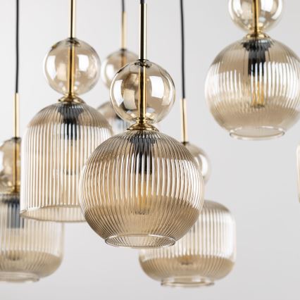 Lampa wisząca na przewodzie SOPHIA 5xE14/10W/230V czarny/dymny beż