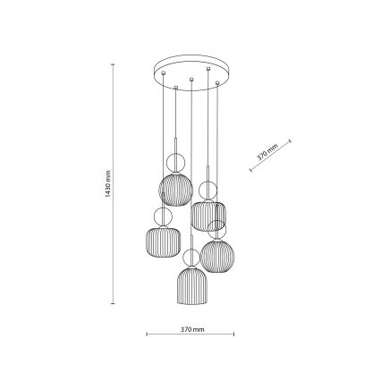 Lampa wisząca na przewodzie SOPHIA 5xE14/10W/230V czarny/dymny beż