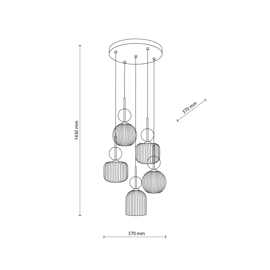 Lampa wisząca na przewodzie SOPHIA 5xE14/10W/230V czarny/dymny beż