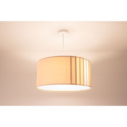 Lampa wisząca na przewodzie STRIPES 1xE27/60W/230V śr. 40 cm beżowa