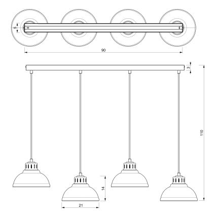 Lampa wisząca na przewodzie SVEN 2xE27/15W/230V kremowa