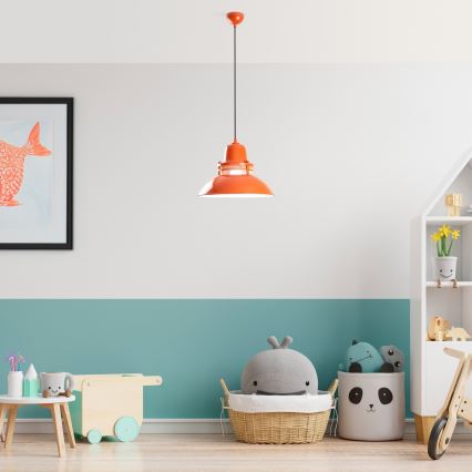 Lampa wisząca na przewodzie TIBET 1xE27/40W/230V pomarańczowa