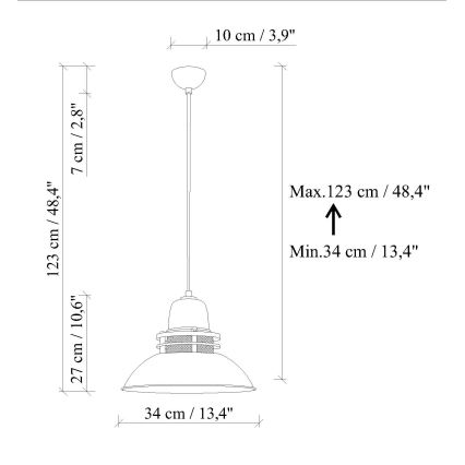 Lampa wisząca na przewodzie TIBET 1xE27/40W/230V pomarańczowa