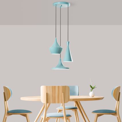 Lampa wisząca na przewodzie TOM 3xE27/40W/230V niebieska
