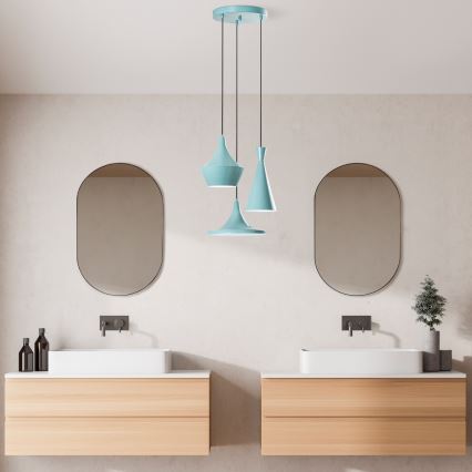 Lampa wisząca na przewodzie TOM 3xE27/40W/230V niebieska