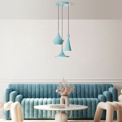 Lampa wisząca na przewodzie TOM 3xE27/40W/230V niebieska