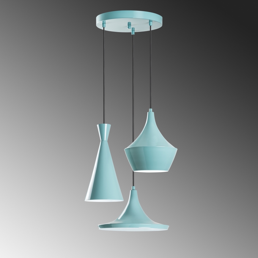 Lampa wisząca na przewodzie TOM 3xE27/40W/230V niebieska