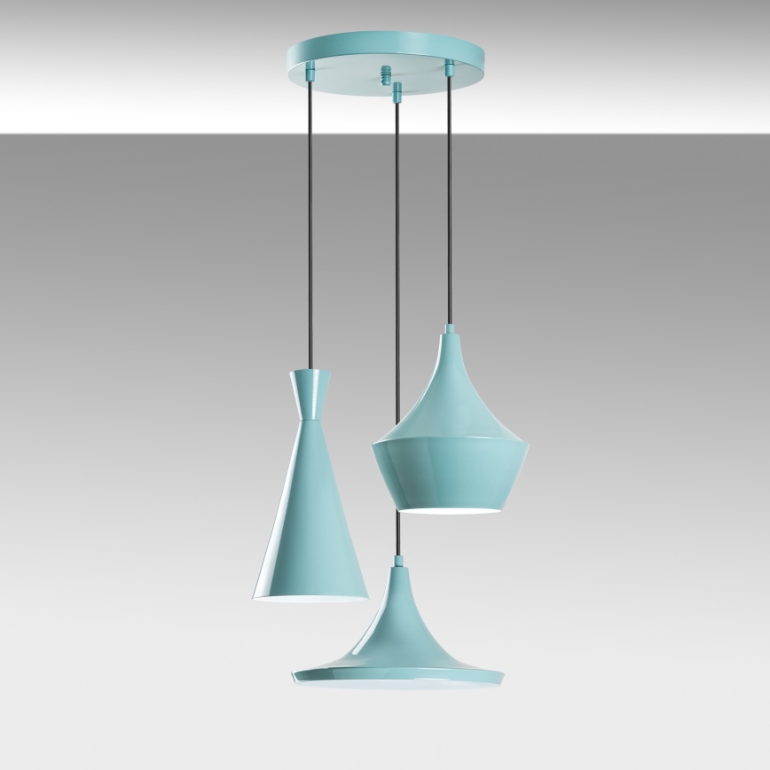 Lampa wisząca na przewodzie TOM 3xE27/40W/230V niebieska