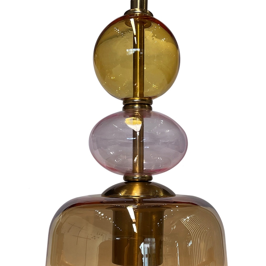Lampa wisząca na przewodzie TROPEA 1xE27/15W/230V czarny/dymny beż/różowy