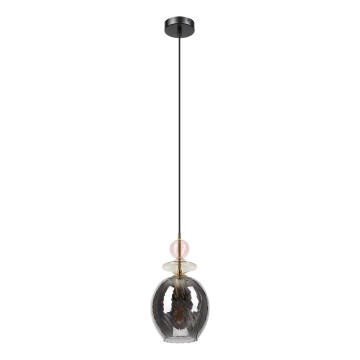 Lampa wisząca na przewodzie VELLO 1xE27/15W/230V czarny/przydymiony róż/beżowy/czarny