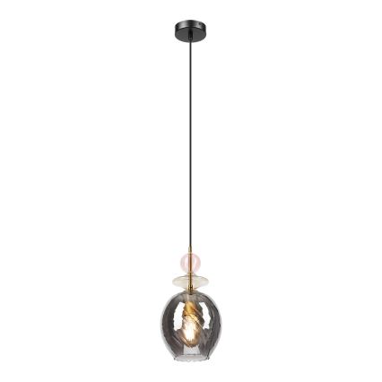 Lampa wisząca na przewodzie VELLO 1xE27/15W/230V czarny/przydymiony róż/beżowy/czarny