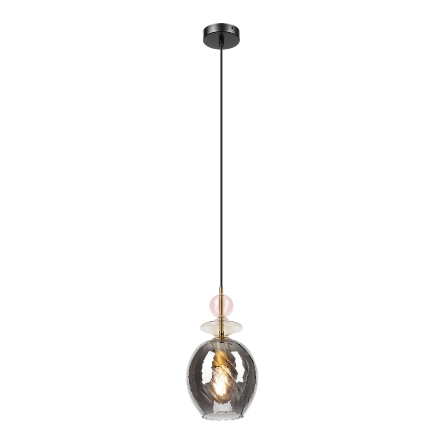 Lampa wisząca na przewodzie VELLO 1xE27/15W/230V czarny/przydymiony róż/beżowy/czarny