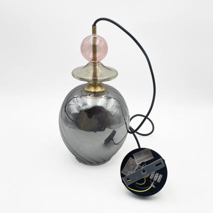 Lampa wisząca na przewodzie VELLO 1xE27/15W/230V czarny/przydymiony róż/beżowy/czarny